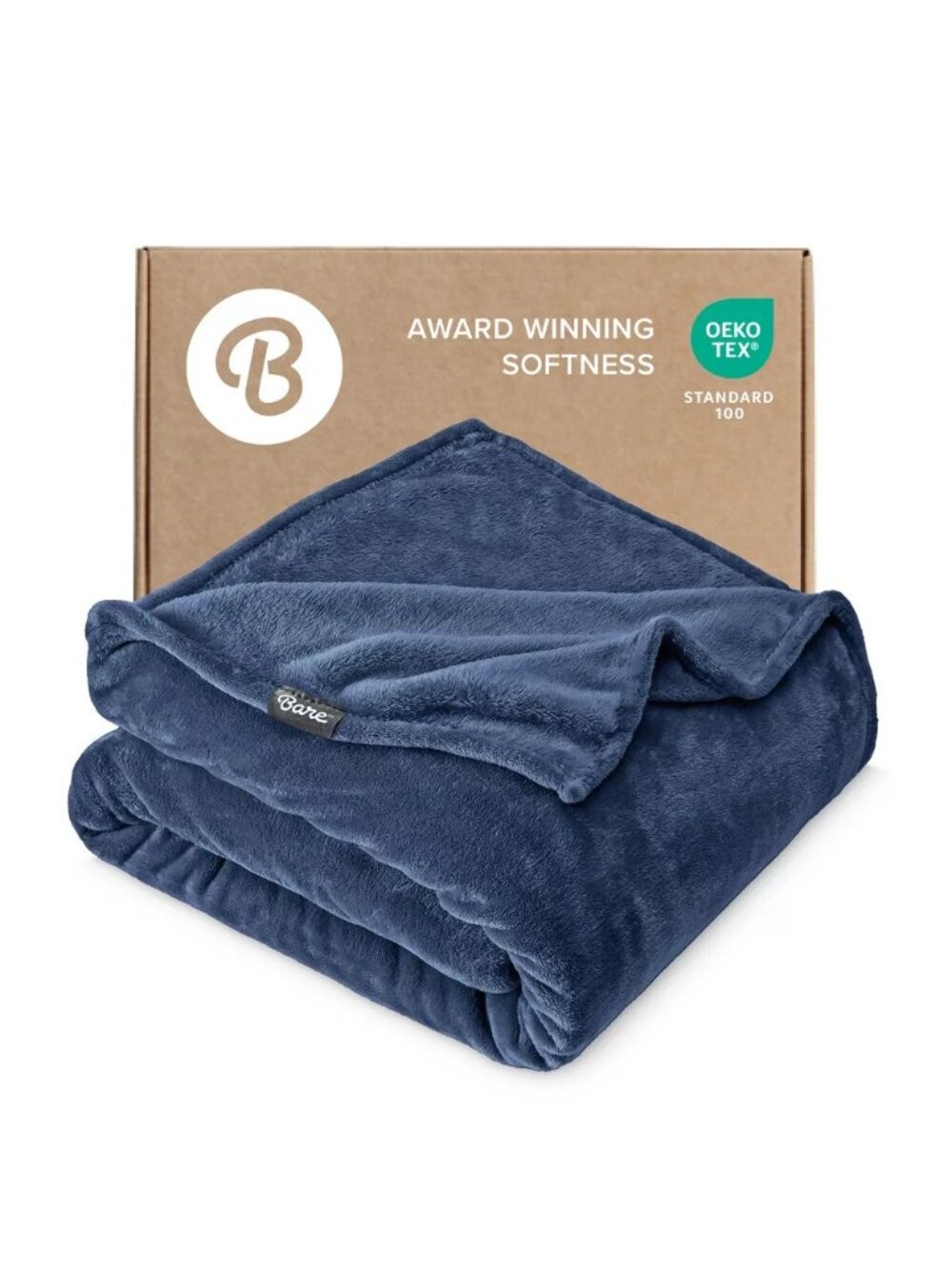 Bare Home Queen Fleece Blanket Dark Blue Ultra Soft Microplush 90" x 90"